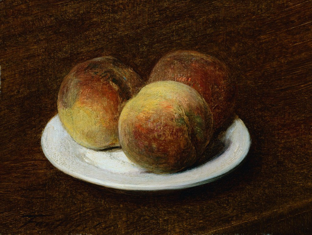 Detail of Three Peaches On a Plate by Henri Fantin-Latour