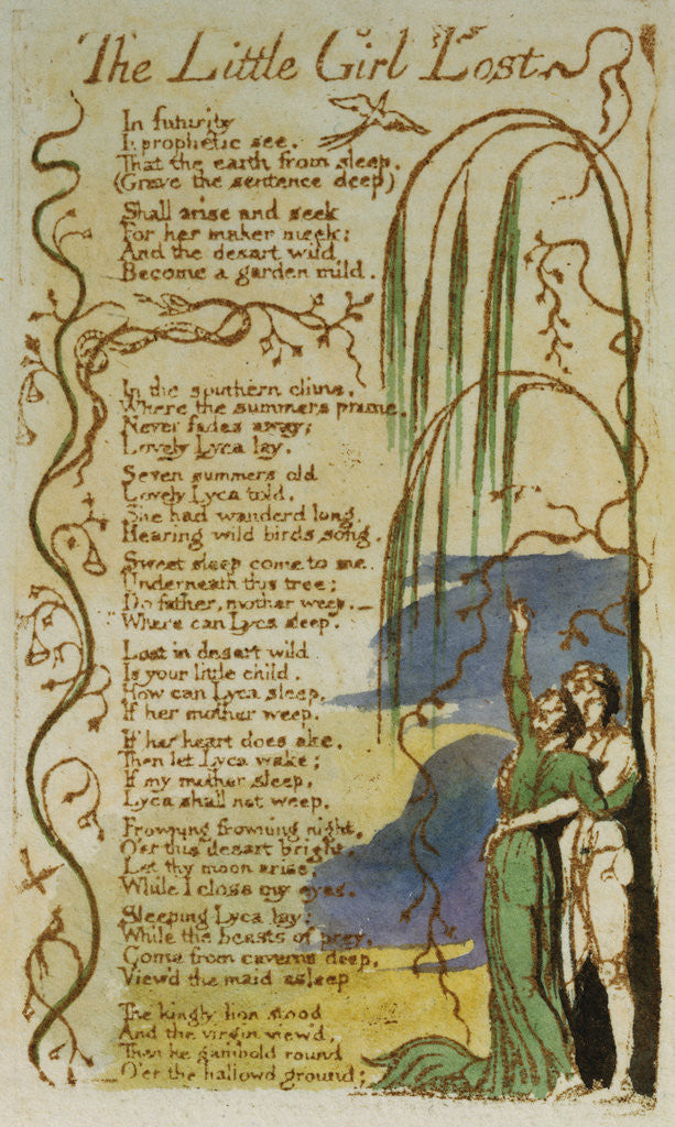 Detail of The Little Girl Lost from Songs of Innocence by William Blake