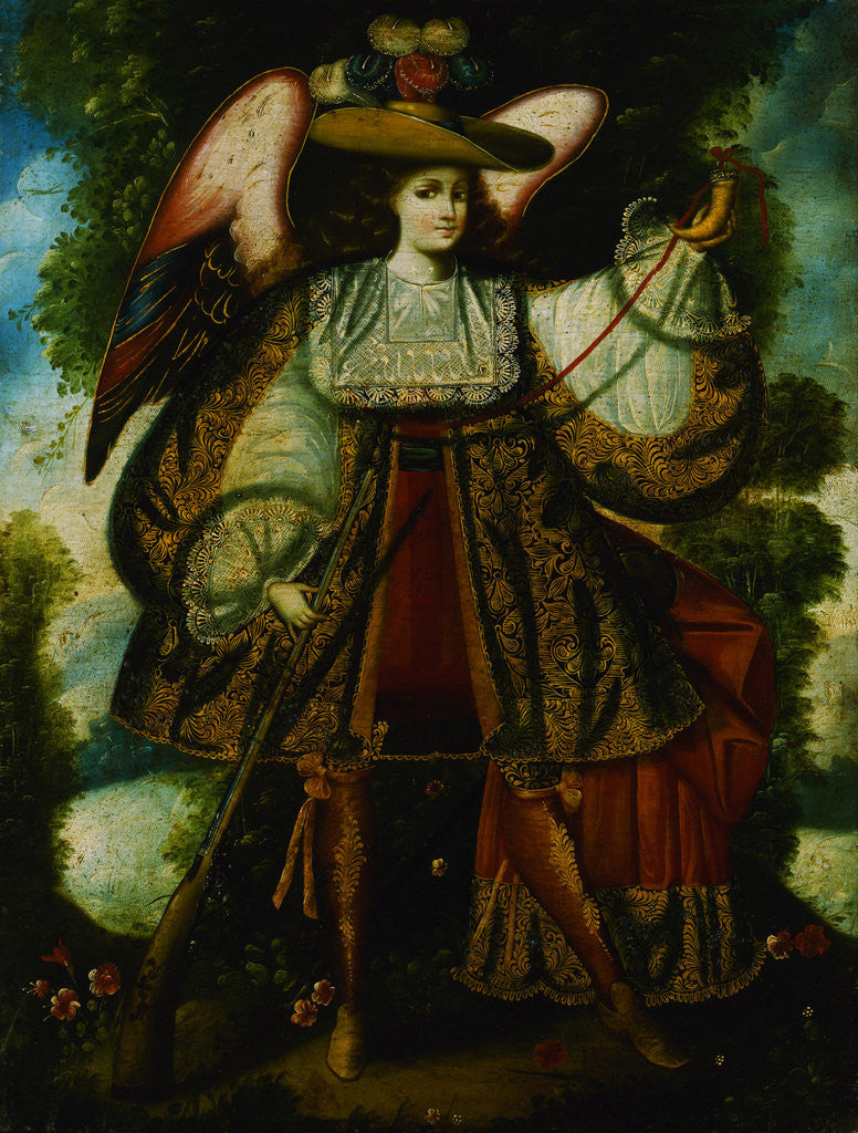 Detail of 18th-Century Painting of an Archangel by Cuzco School