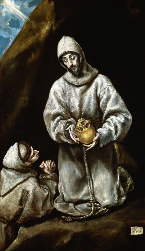 Detail of Saint Francis and Brother Leo in Meditation by El Greco