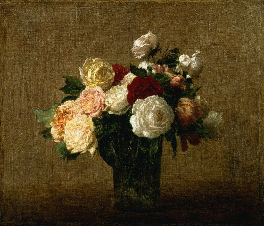 Detail of Roses in a Glass Vase by Henri Fantin-Latour
