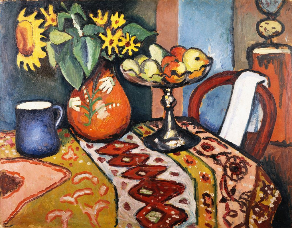 Detail of Still Life with Sunflowers II by August Macke