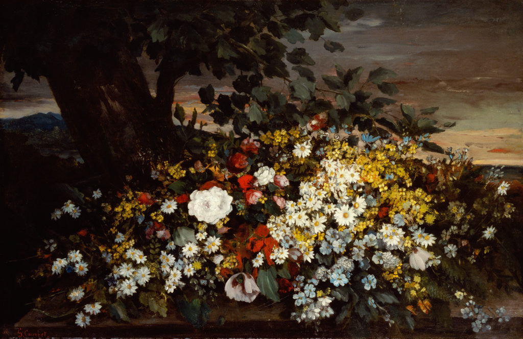 Detail of Flowers on a Bank by Gustave Courbet