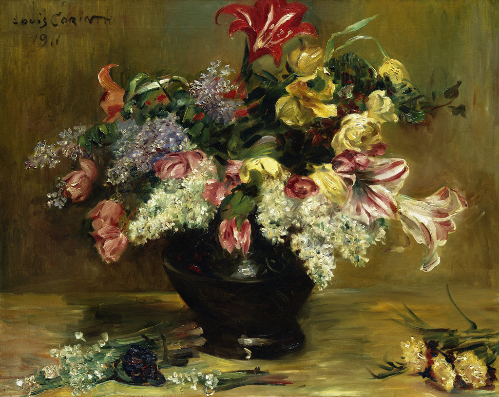 Detail of Amaryllis, Lilac and Tulips by Lovis Corinth