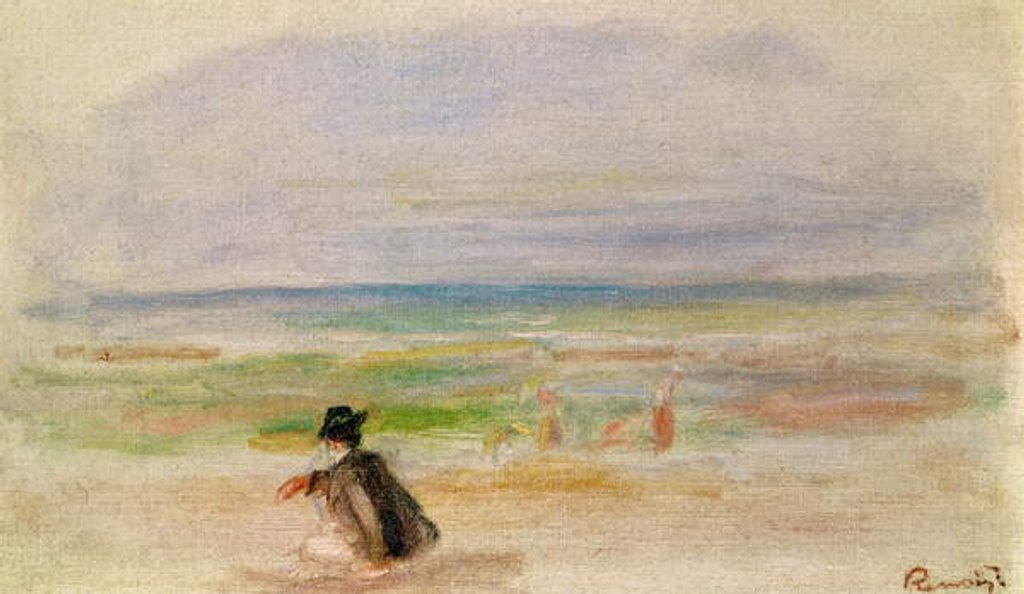 Detail of Man in Black Sitting on the Beach by Pierre Auguste Renoir