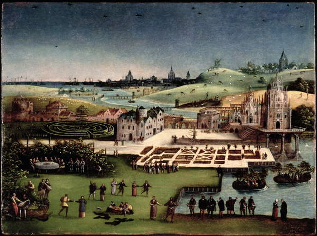 Detail of Panoramic Landscape with a Garden of Love by Lucas van Gassel