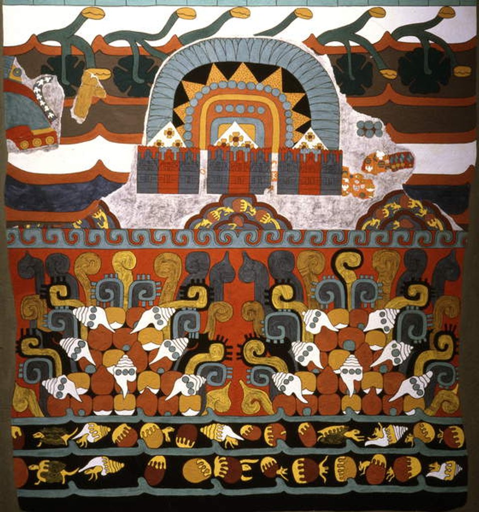 Detail of Tlalocan mural from Teotihuacan, Early Classic period by Aztec Aztec