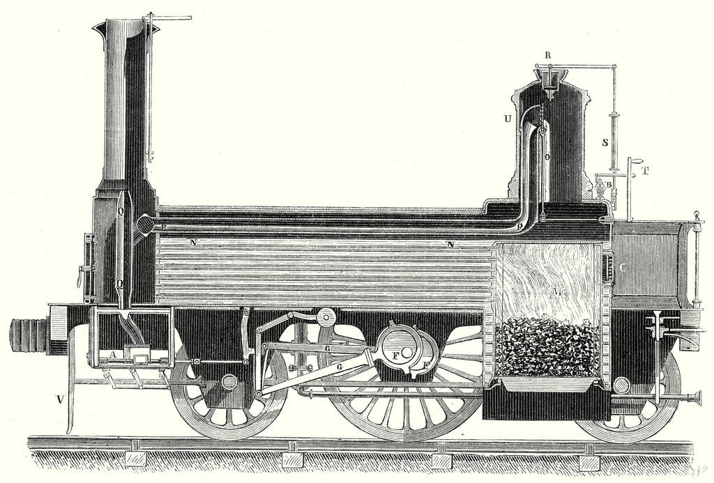 Detail of Cross Section of a Locomotive Showing How the Steam is Distributed by Anonymous