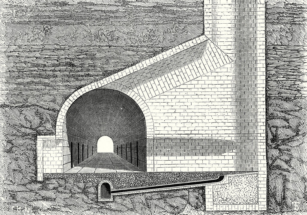 Detail of Cross Section of a Tunnel with a Ventilation Shaft by Anonymous