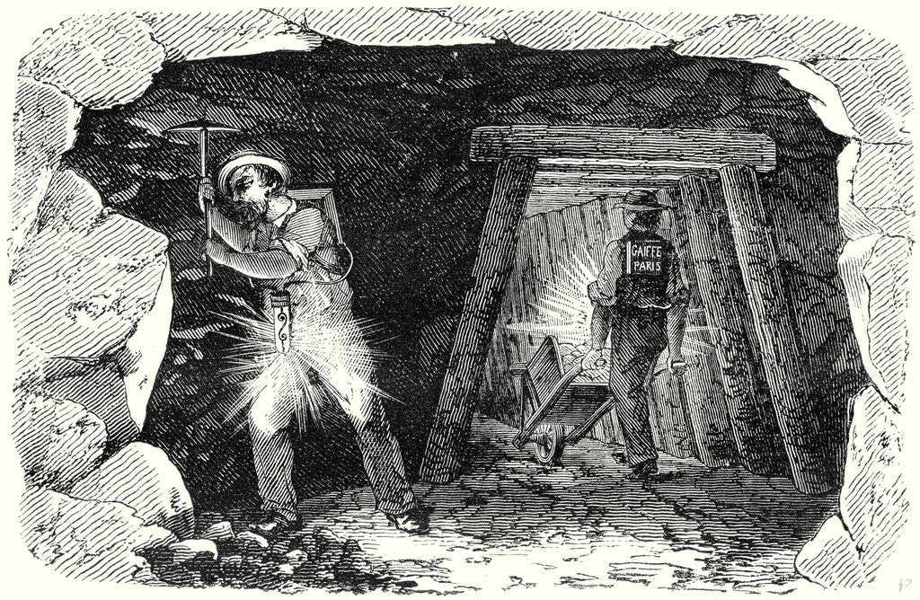 Detail of Miners' Lamp. Miners at Work by Anonymous