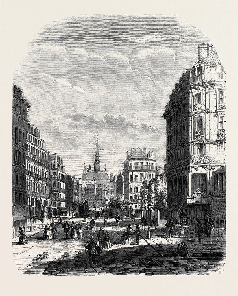 Detail of The Boulevard De Sebastopol Paris from a Drawing by Felix Thorigny by Anonymous