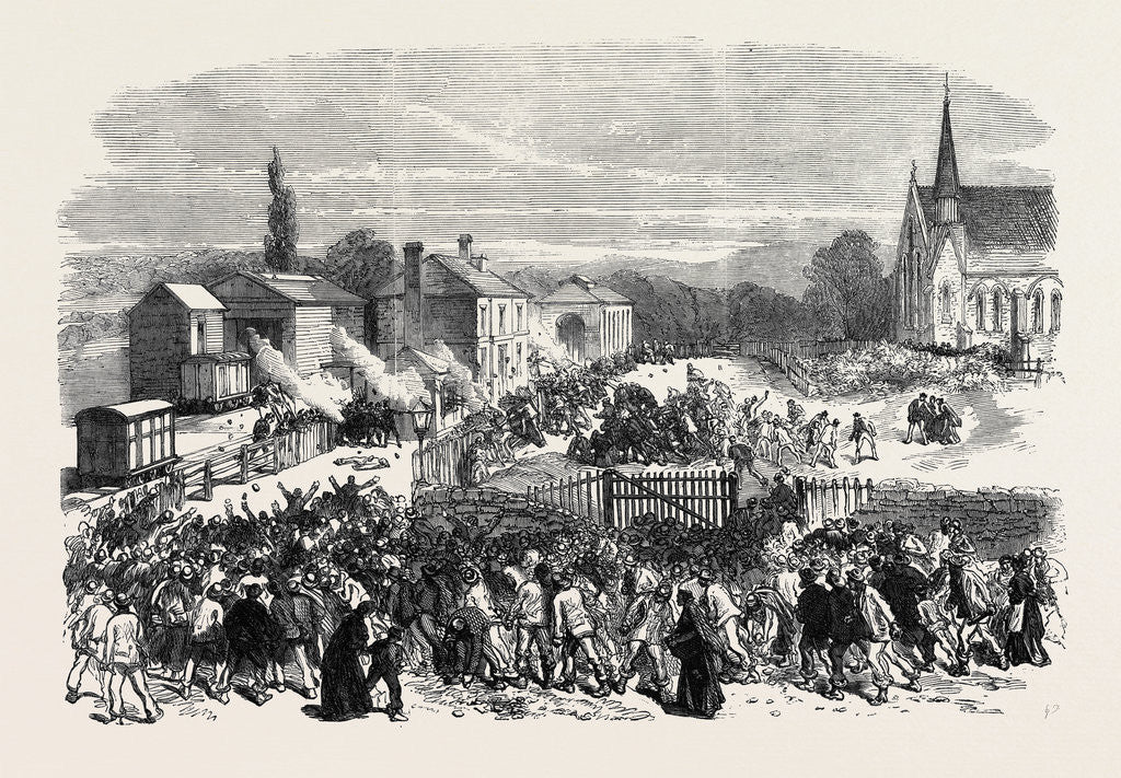 Detail of The Riot at Mold Flintshire: Attack on the Soldiers at the Railway Station 1869 by Anonymous