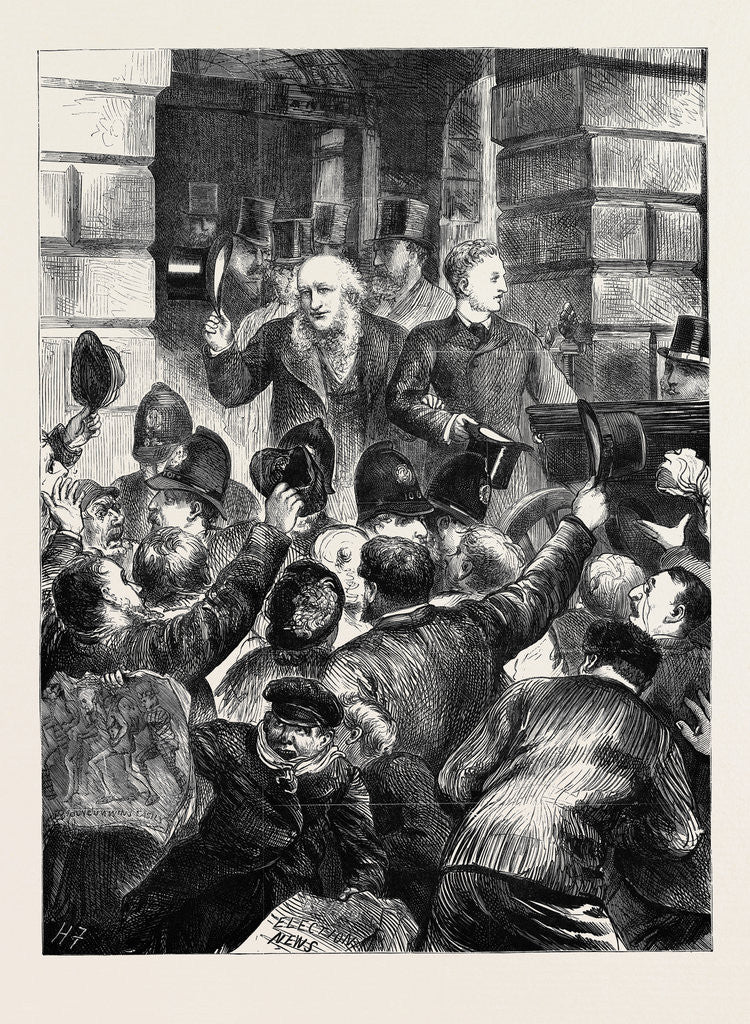 Detail of Electioneering at Liverpool: Scene at the Townhall after the Nomination 1880 by Anonymous