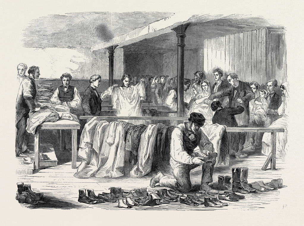 Detail of The Cotton Famine: The Manchester and Salford District Provident Society Distributing Clothing 1862 by Anonymous