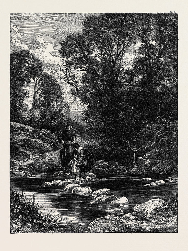 Detail of Birkett Foster's Pictures of English Landscape the Stepping-Stones 1862 by Anonymous