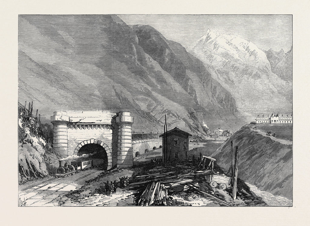 Detail of Opening of the Mont Cenis Tunnel: Mouth of the Tunnel at Bardonneche Piedmont 1871 by Anonymous