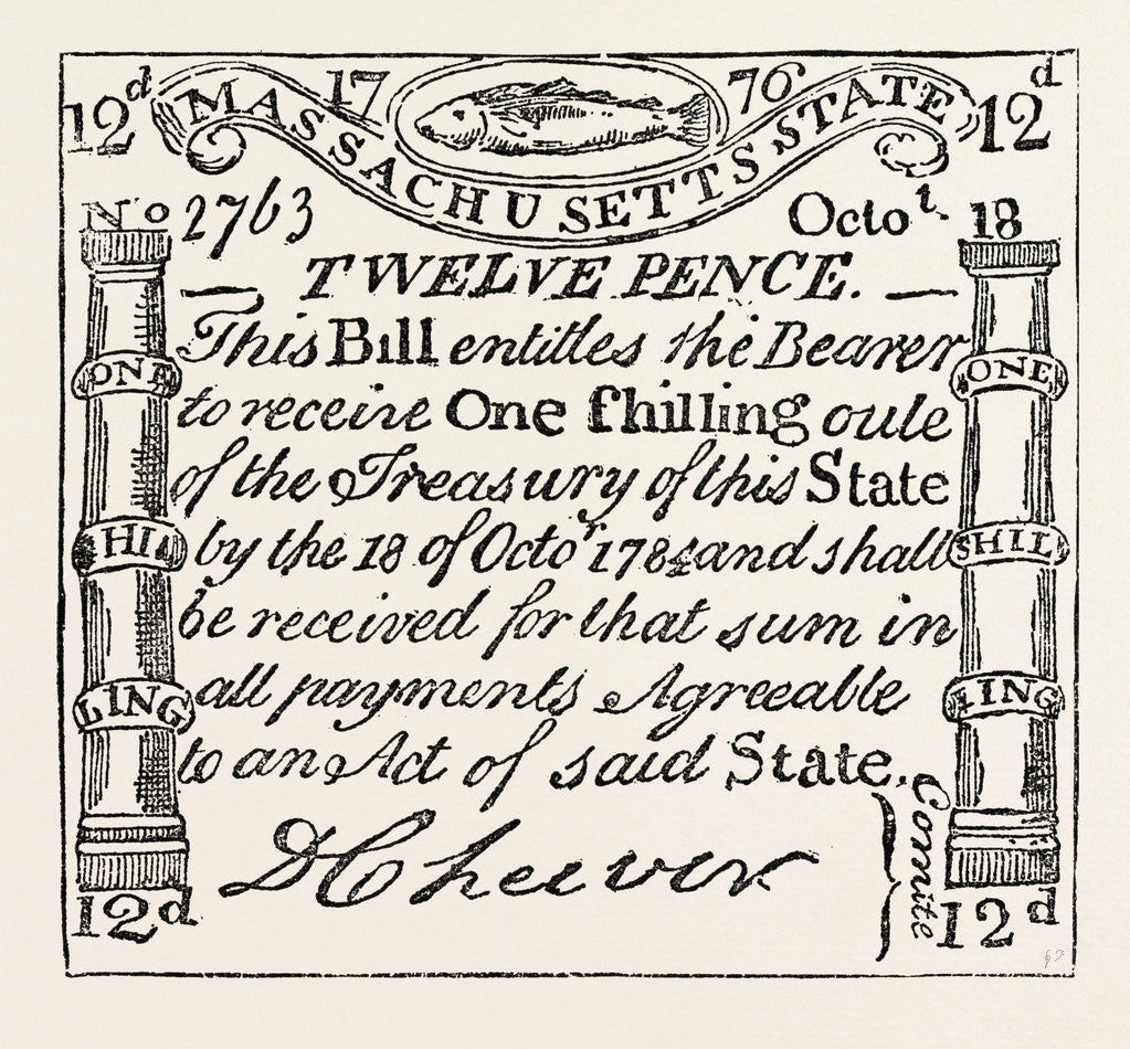 Detail of Massachusetts Money, 1776 by Anonymous