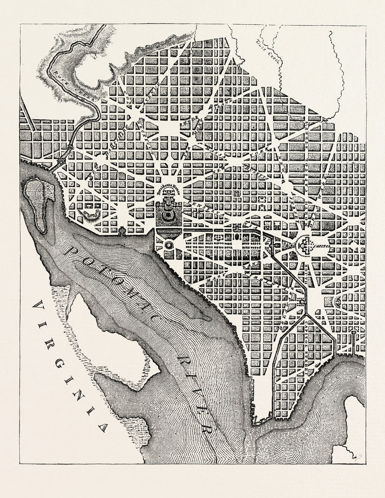 Detail of Plan of the City of Washington, As Originally Laid Out by Anonymous