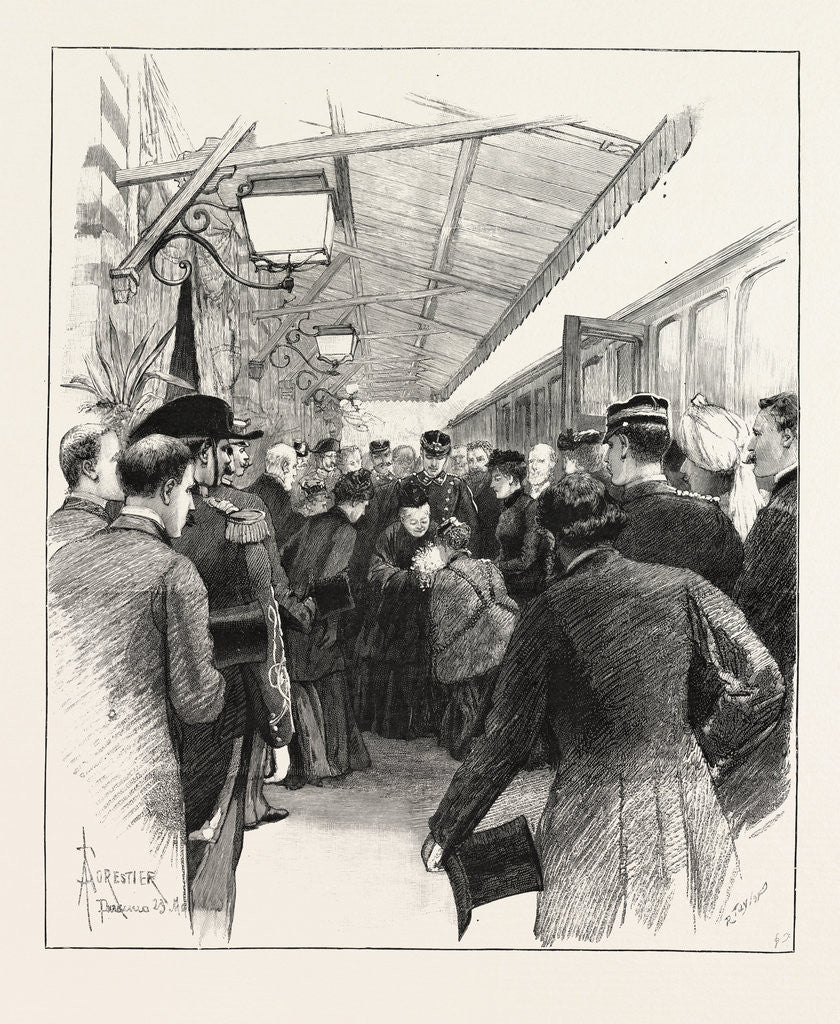 Detail of Arrival of Queen Victoria at Florence, Italy: The Reception of Her Majesty at the Railway Station by Anonymous