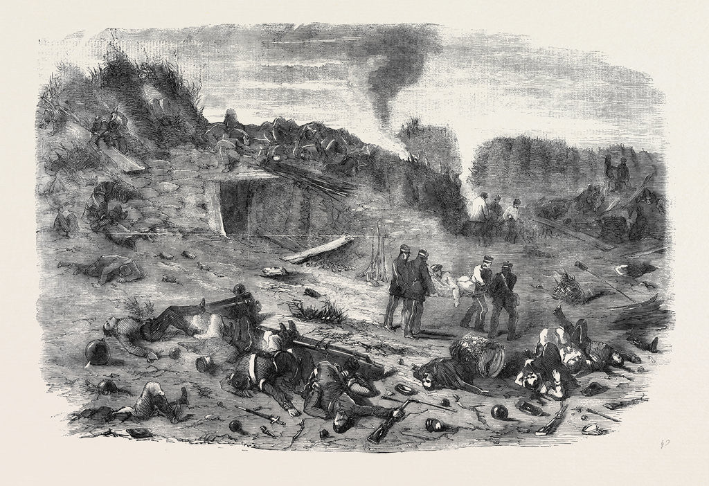 Detail of The Redan at Sunrise, September 9, Removing the Wounded, 1855 by Anonymous