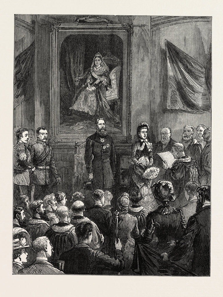 Detail of The Visit of the Lord Lieutenant of Ireland to Belfast: Unveiling the Portrait of the Queen in the Council Chamber of the Municipal Buildings by Anonymous