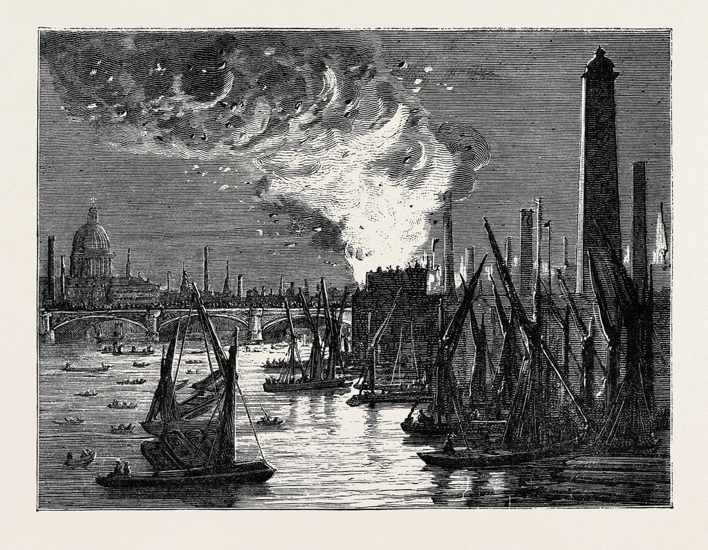 Detail of Fire at Blackfriars Bridge on New Year's Eve, London, 1870 by Anonymous