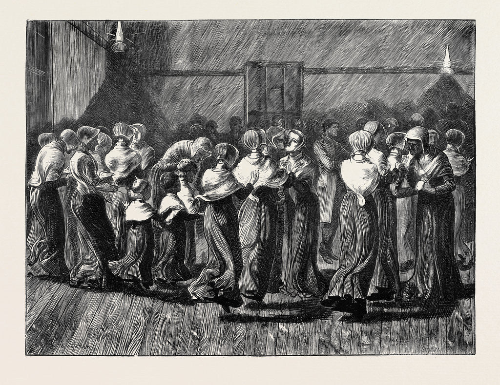 Detail of Shakers at Meeting, the Religious Dance, 1870 by Anonymous