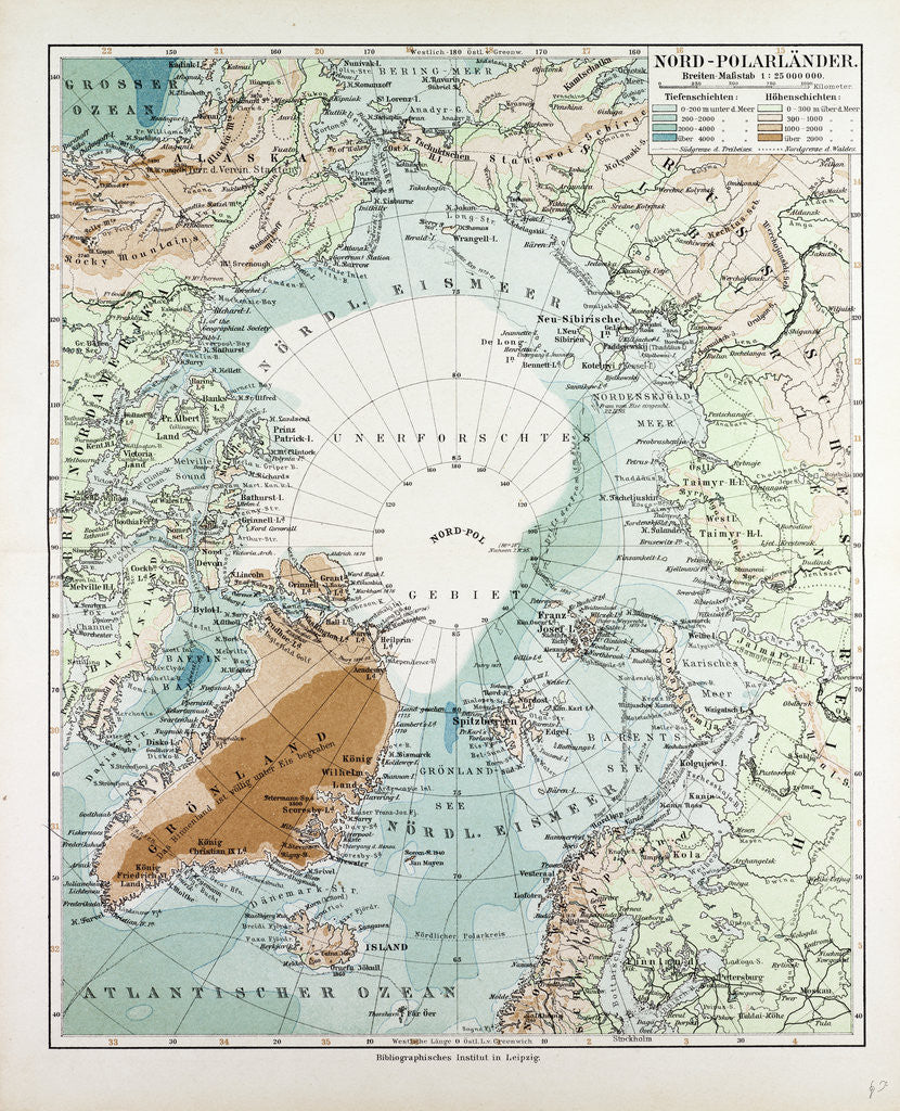 Detail of Map of Countries Around the North Pole 1899 by Anonymous