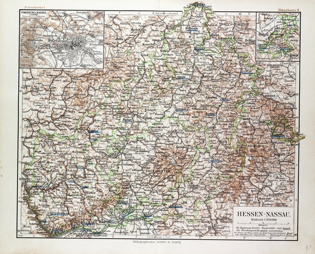 Detail of Map of Hessen-Nassau Germany 1899 by Anonymous