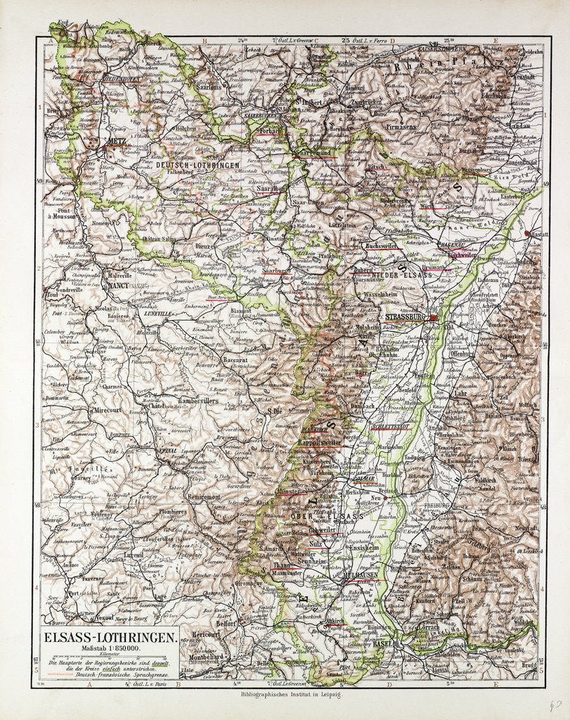 Detail of Map of Elsass-Lothringen 1899 by Anonymous