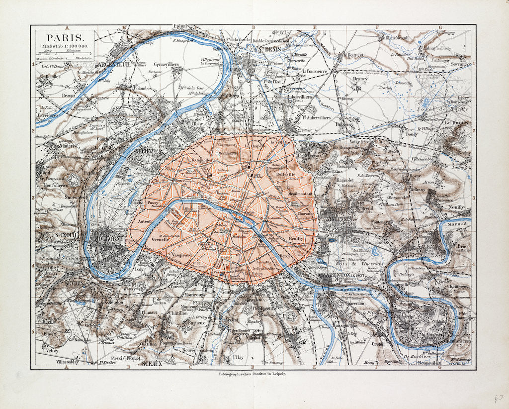 Detail of Map of Paris France 1899 by Anonymous