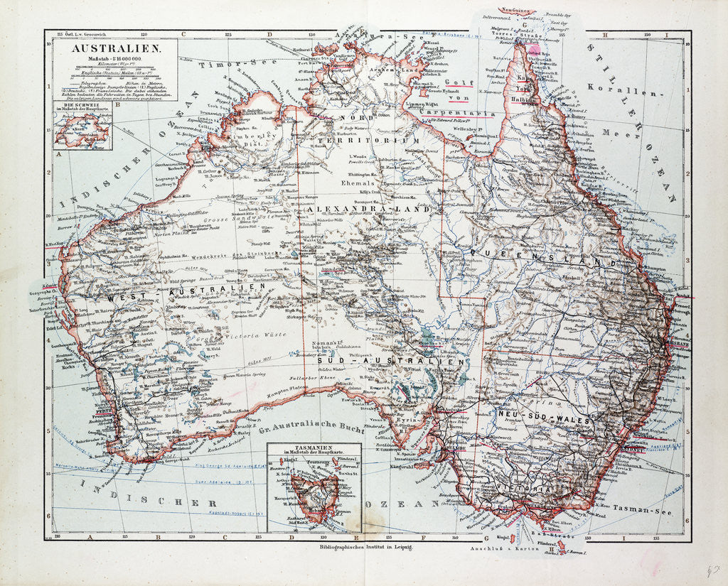 Detail of Map of Australia 1899 by Anonymous