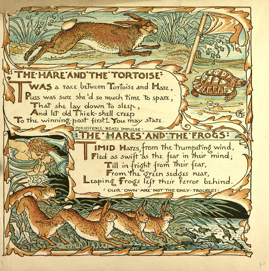 Detail of The Hare and the Tortoise the Hares and the Frogs by Anonymous