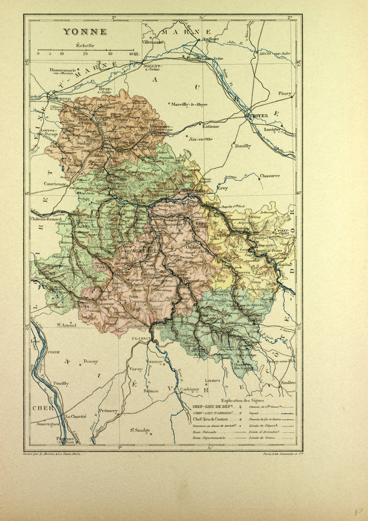 Detail of Map of Yonne France by Anonymous