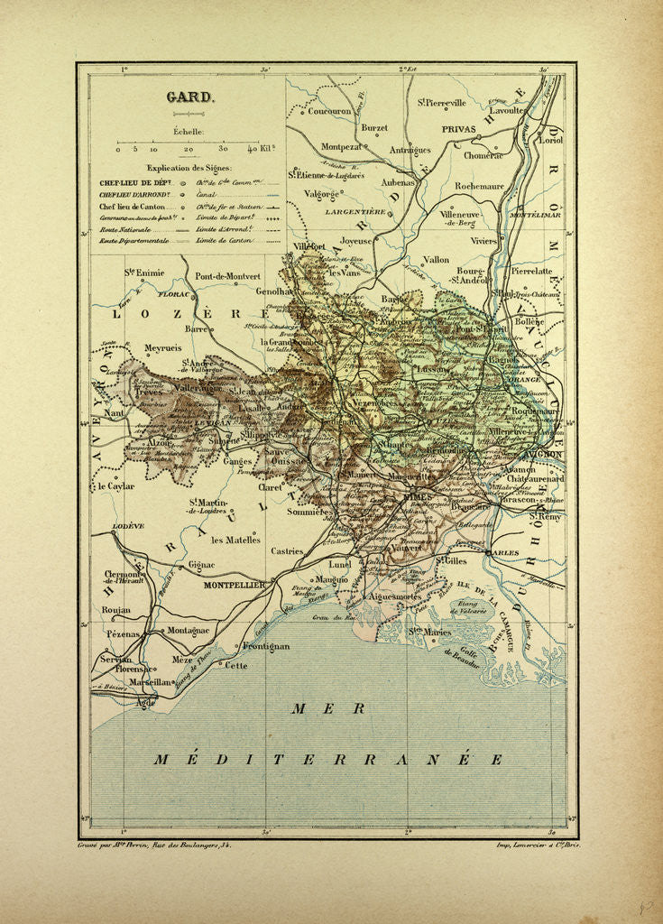 Detail of Map of Gard France by Anonymous