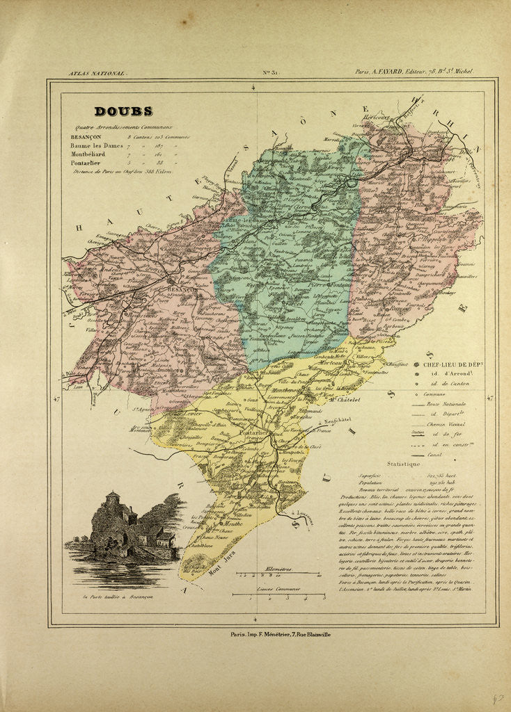 Detail of Map of Doubs France by Anonymous