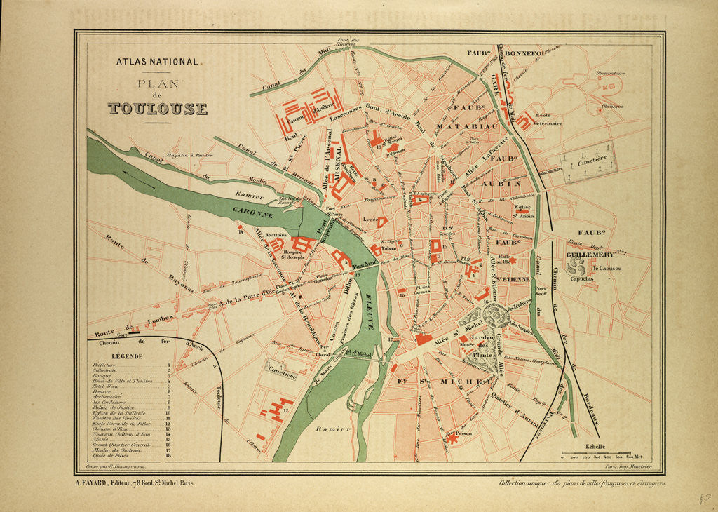 Detail of Map of Toulouse France by Anonymous