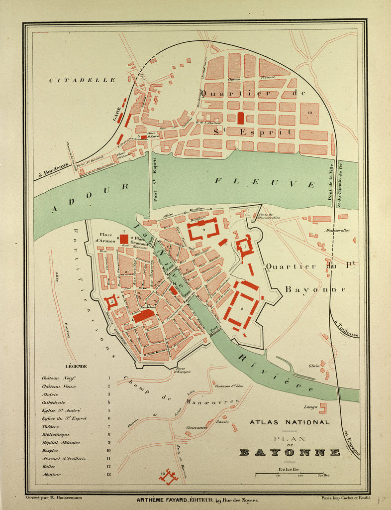 Detail of Map of Bayonne France by Anonymous