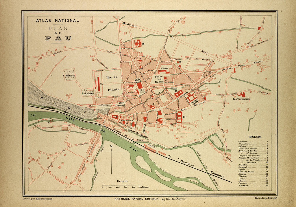 Detail of Map of Pau France by Anonymous