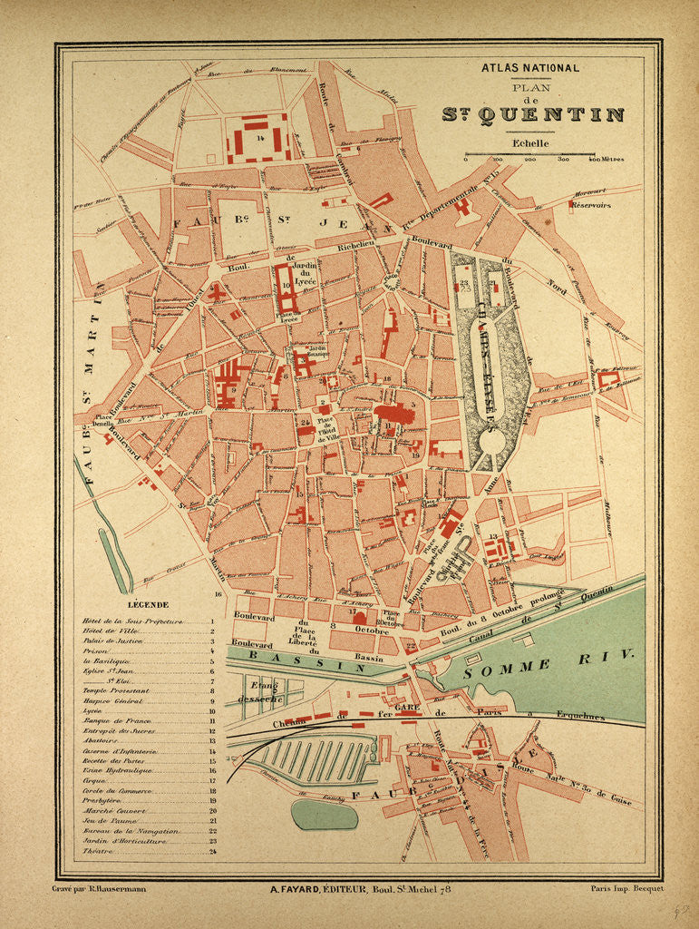 Detail of Map of St. Quentin France by Anonymous