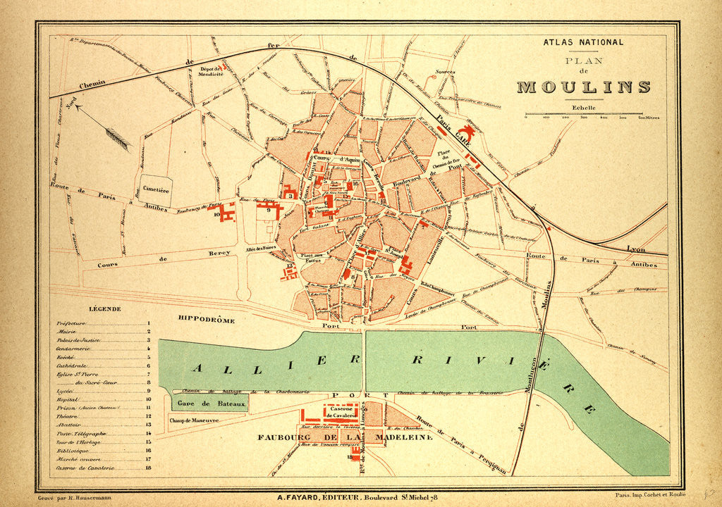 Detail of Map of Moulins France by Anonymous