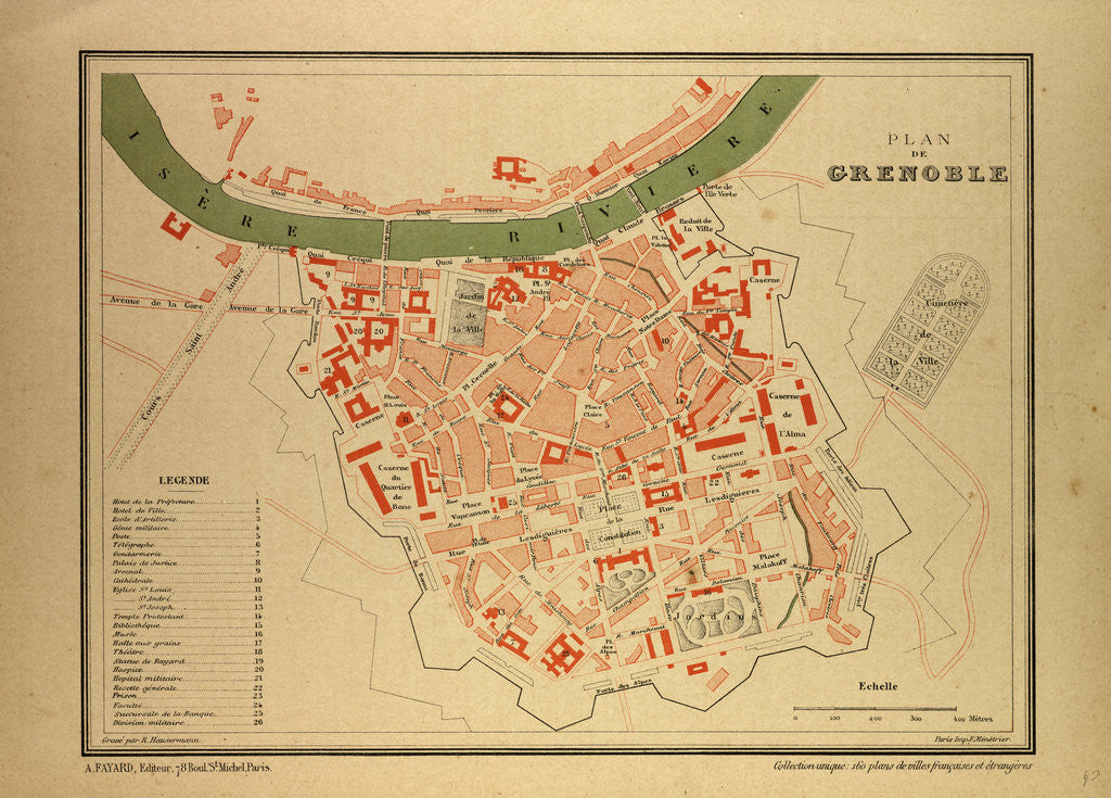 Detail of Map of Grenoble France by Anonymous