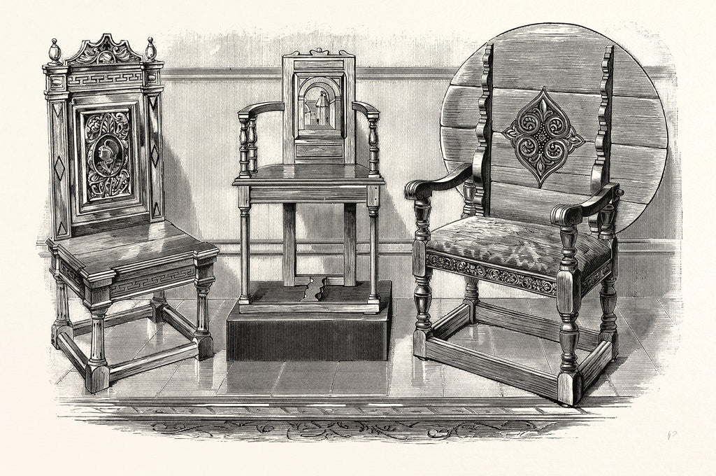 Detail of Anne Boleyn's Chair; Shakespeare's Chair; Theodore Hook's Chair by Anonymous