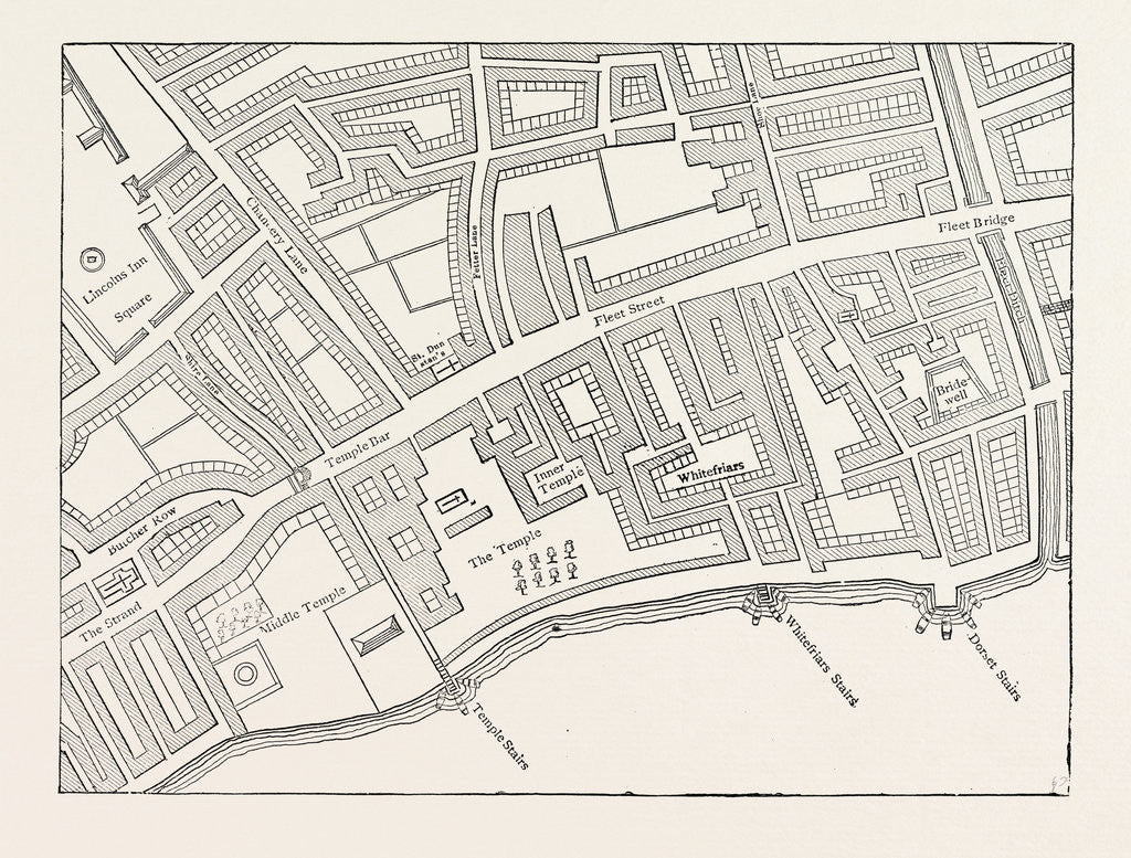 Detail of Fleet Street the Temple London from a Map of London Published 1720. by Anonymous