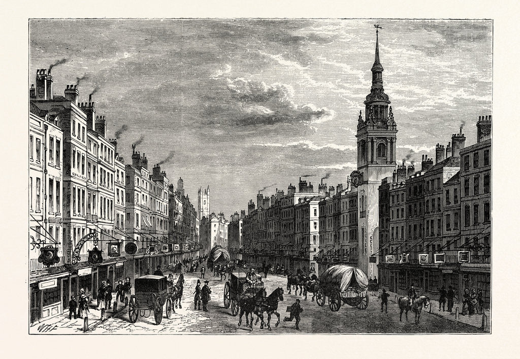 Detail of Bow Church and Cheapside in 1750 London by Anonymous