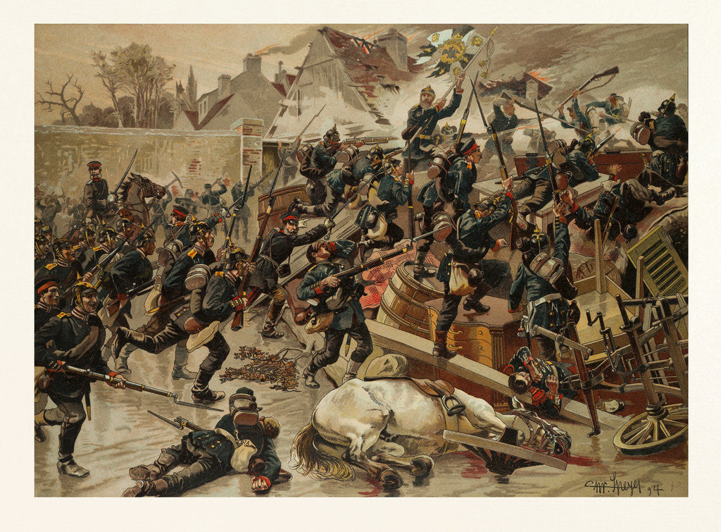 Detail of Storming of the Great Barricade at the Entrance of Le Bourget by the 3rd Garde-Grenadier Regiment Queen Elisabeth on the 30th of October, 1870 by Anonymous