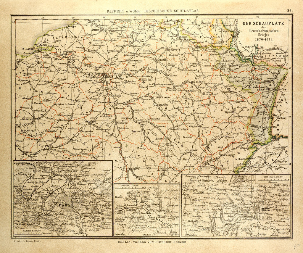 Detail of Map of Where the Franco-Prussian War Took Place in France 1870-1871 by Anonymous