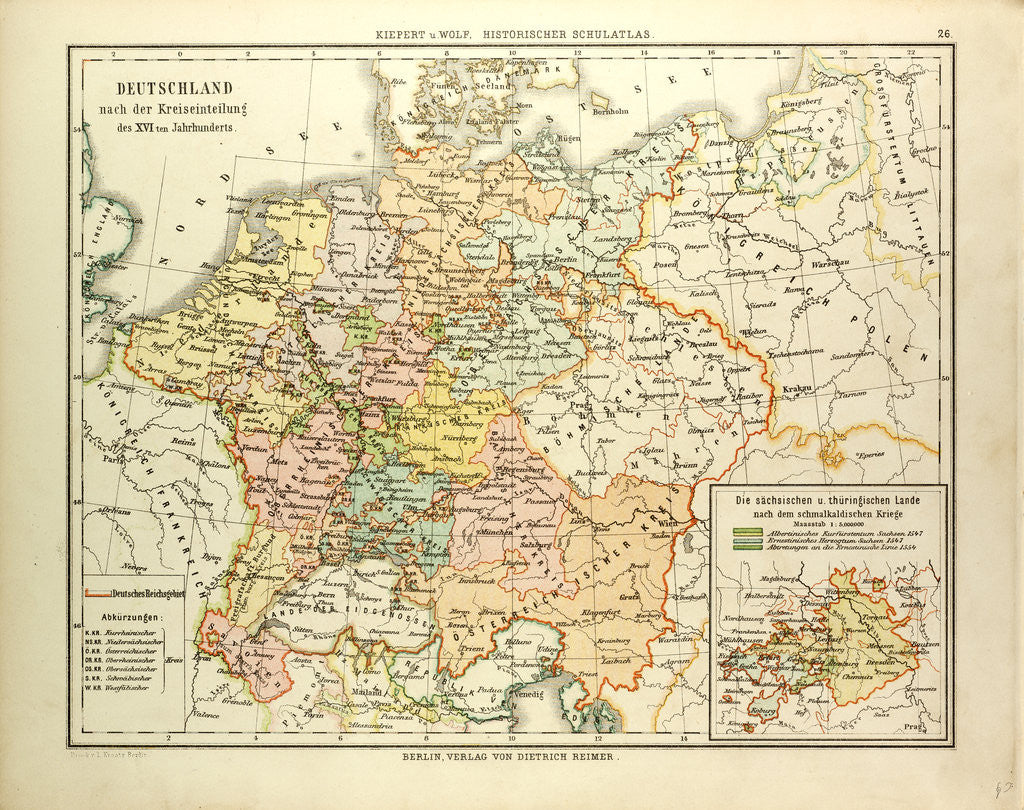 Detail of Map of Germany in the 16th Century by Anonymous