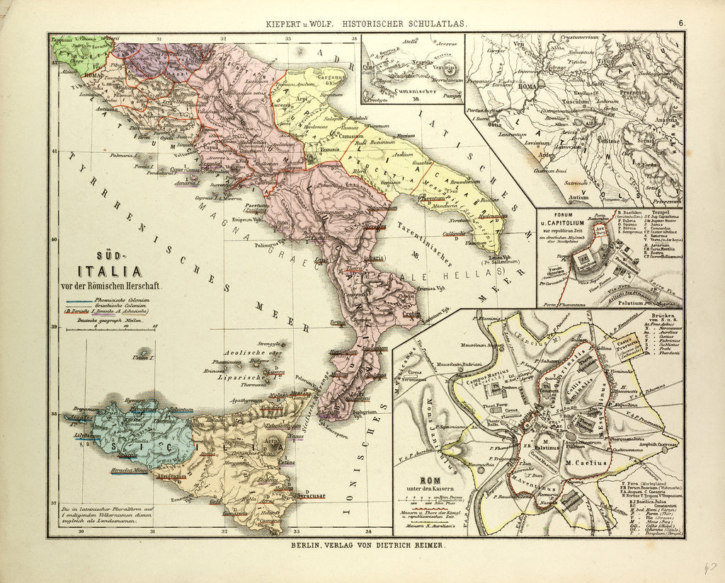 Detail of Map of Southern Italy Before the Roman Empire by Anonymous