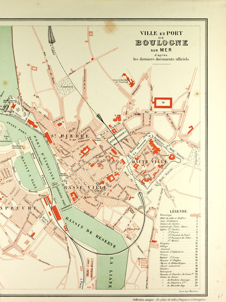 Detail of Map of Boulogne Sur Mer by Anonymous